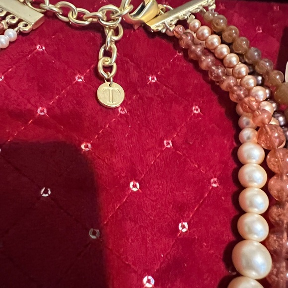 Pre owned Talbots Multi Color Pearl Necklace with matching earrings Adjustable - Picture 4 of 5